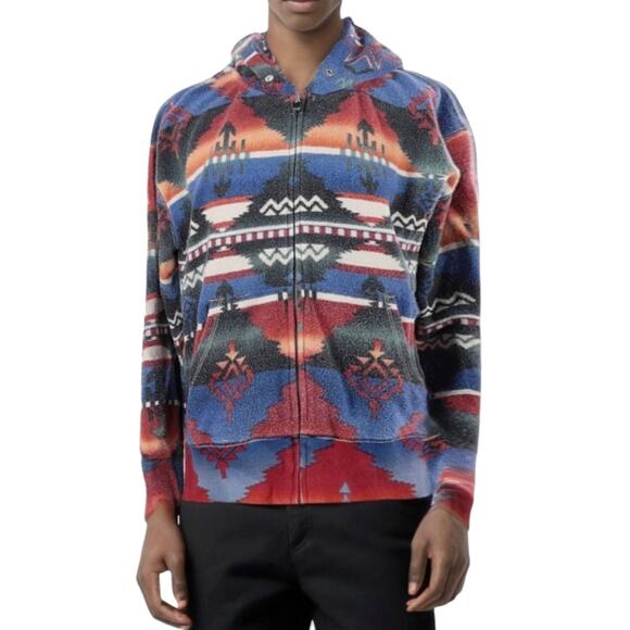 RALPH LAUREN POLO southwest tribal Aztec zip up hoodie sweatshirt jacket Size S - Picture 1 of 9